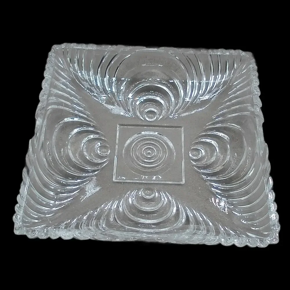 Hazel Atlas Open Candy Dish #574 Clear Sonic Wave Ripple Soundwave Vintage MCM